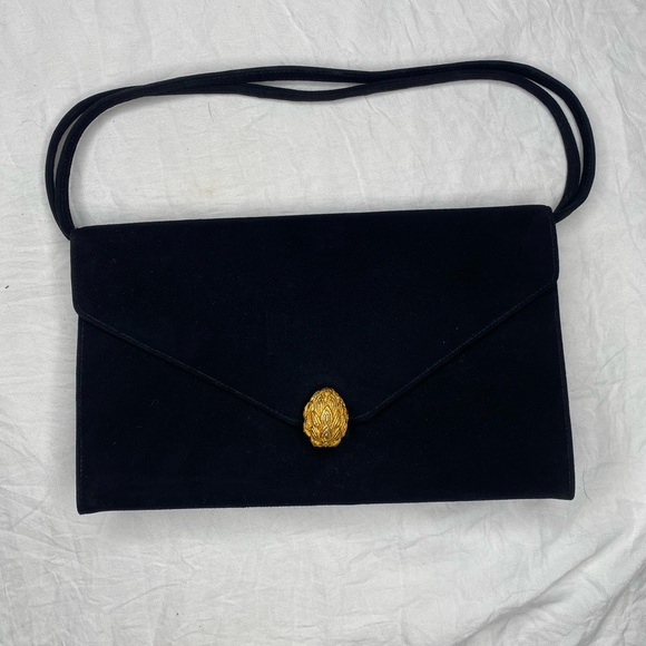 Coblentz Handbags - Vintage 1960's Coblentz Original Black Suede Purse Bag 9x 5.5 x2 Artichoke Clasp